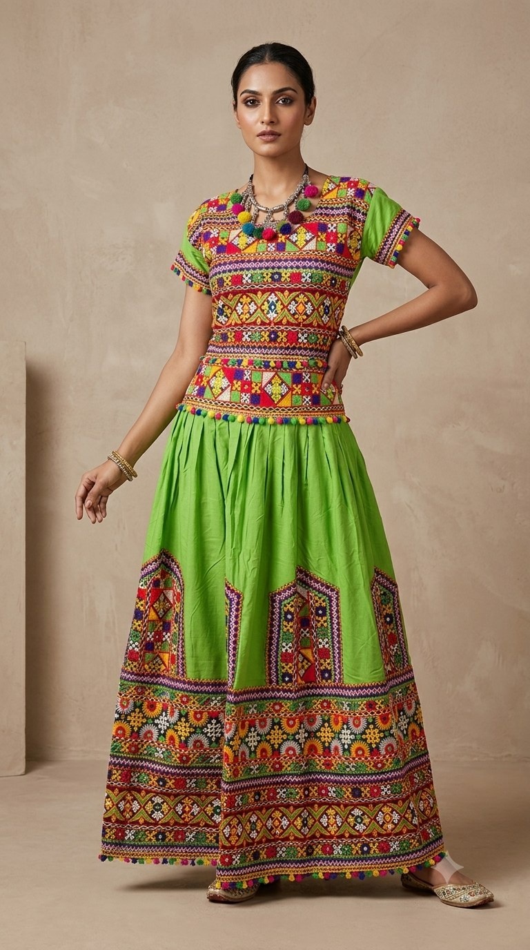 Emerald green bandhani chaniya choli